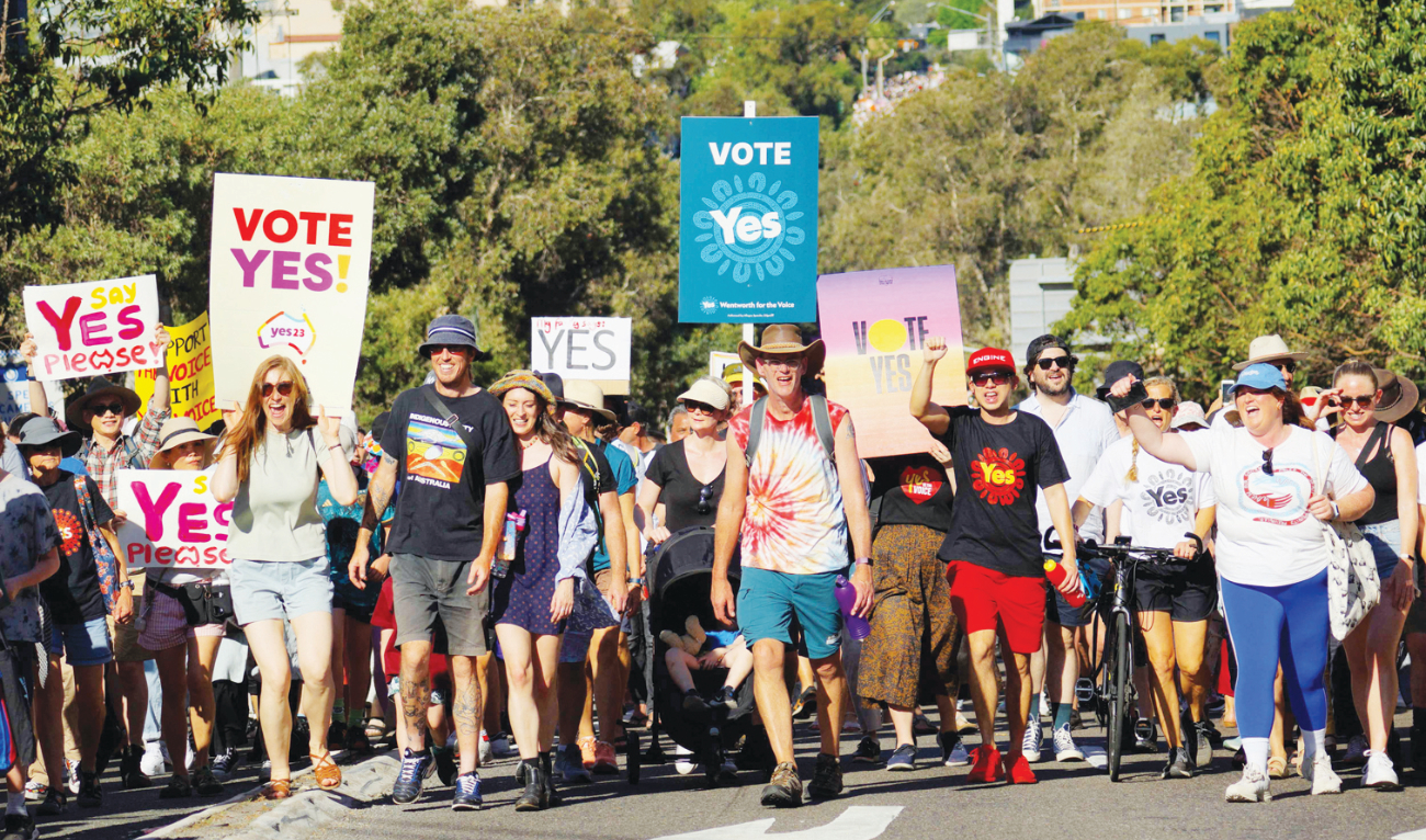 Thousands joined ‘Walk for Yes’ events ahead of the referendum that could grant Indigenous Australians right to be consulted on policies that affect them. (AFP)