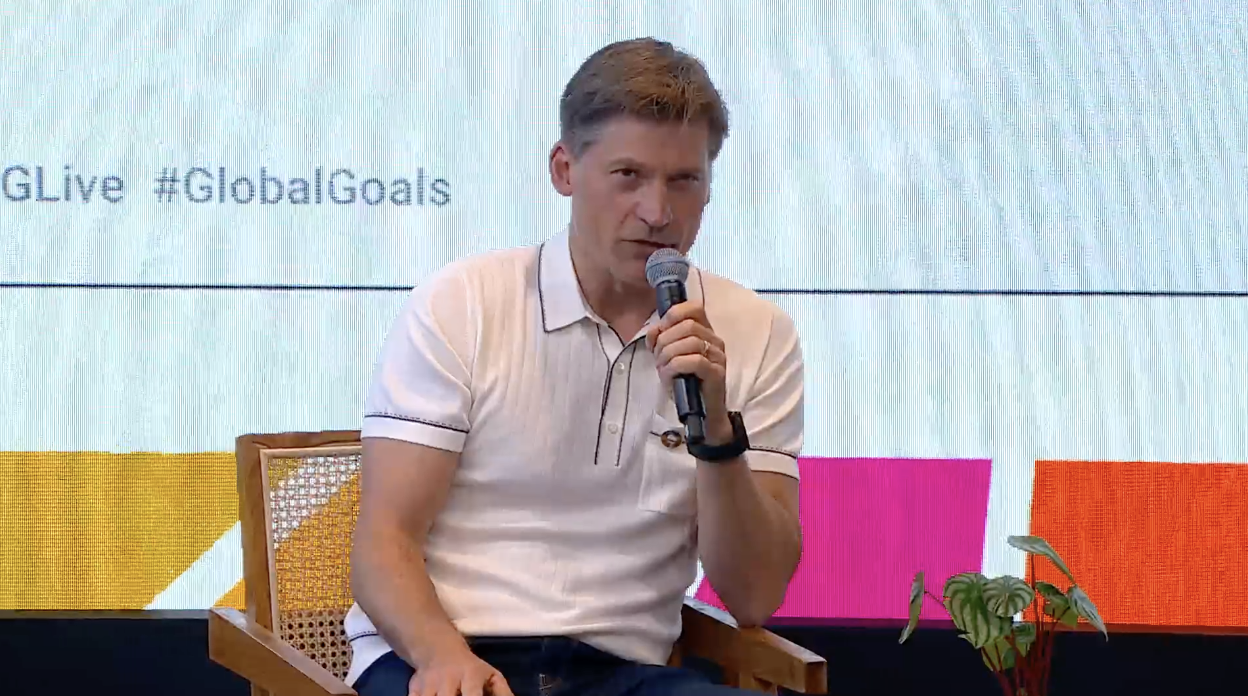 “Game of Thrones” star Nikolaj Coster-Waldau was speaking on Monday on the sidelines of the opening day of the 78th UN General Assembly in New York. (Screenshot/UNTV)
