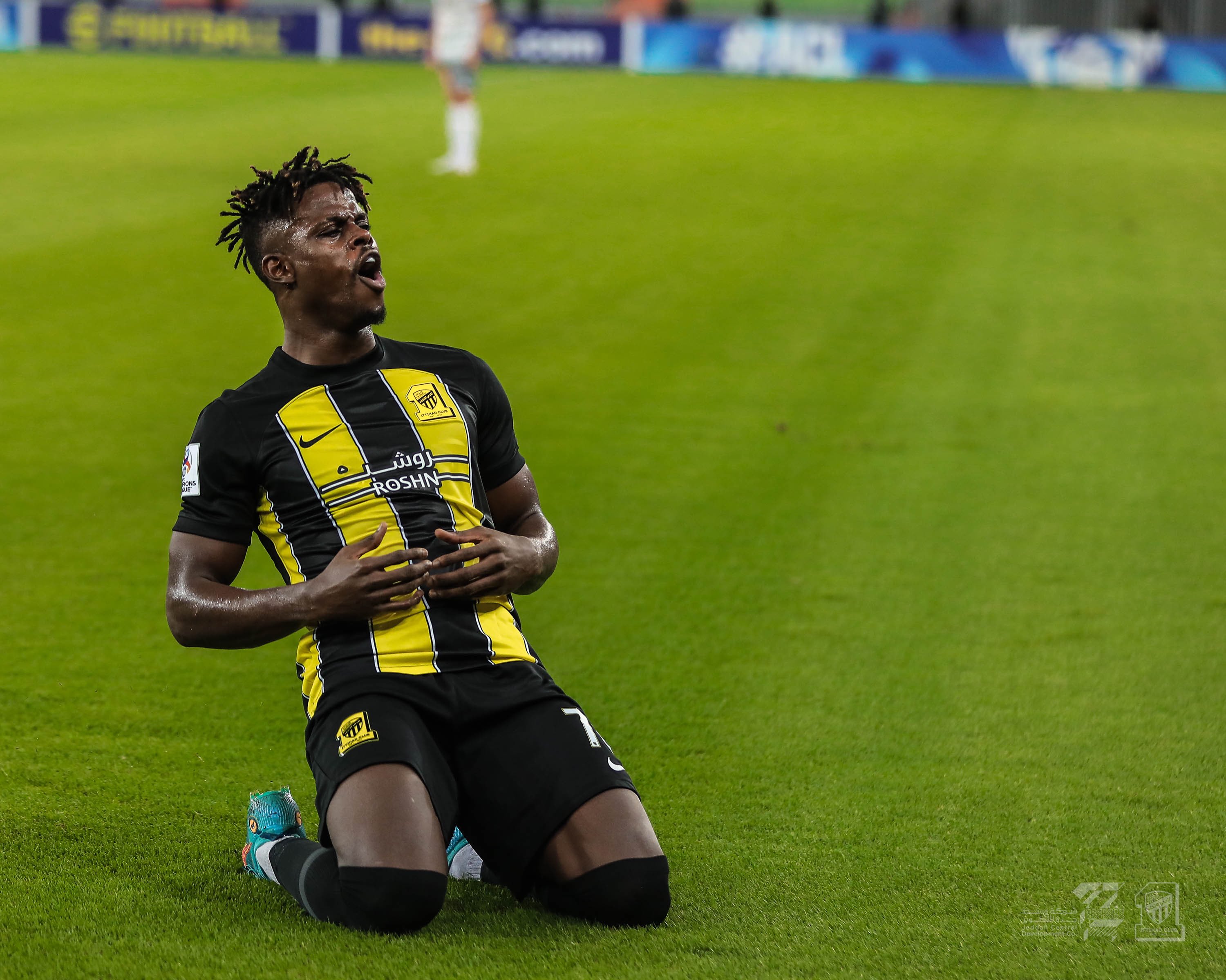 Haroune Camara celebrates after scoring. (Al-Ittihad)