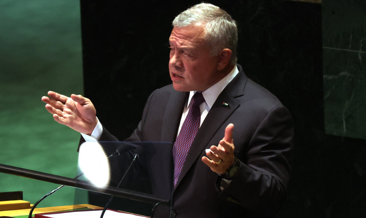 King of Jordan Abdullah II Ibn Al-Hussein addresses world leaders during the United Nations (UN) General Assembly on September 19, 2023 in New York City. (AFP)
