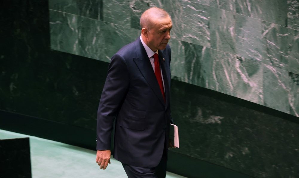 Turkish President Recep Tayyip Erdogan after addressing world leaders during the United Nations (UN) General Assembly on September 19, 2023 in New York City. (AFP)