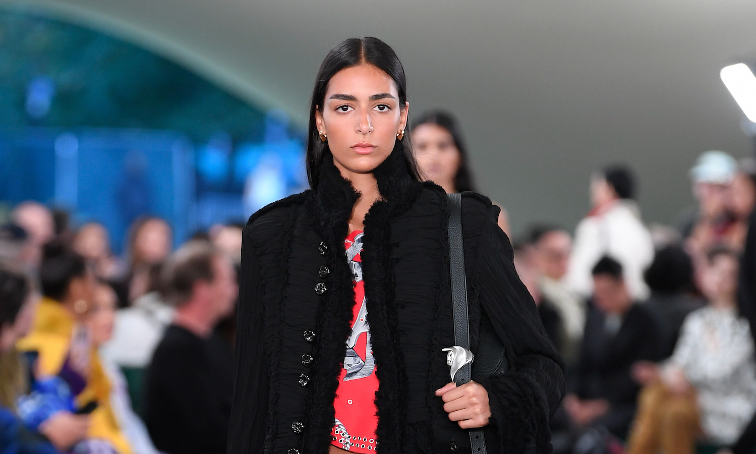 British Moroccan model Nora Attal walked the runway for British luxury label Burberry. (Getty Images)