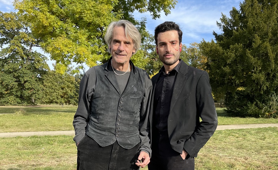 Muhunad Al-Hamdi (right) with his 'The Cello' co-star Jeremy Irons. (Supplied)