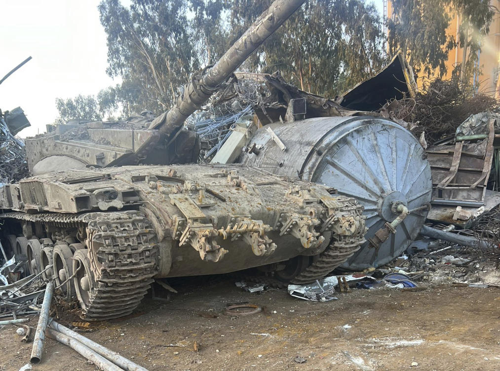 Israeli authorities are trying to figure out how the tank was stolen from a military training zone and taken to the junkyard in northern Israel.(AP)