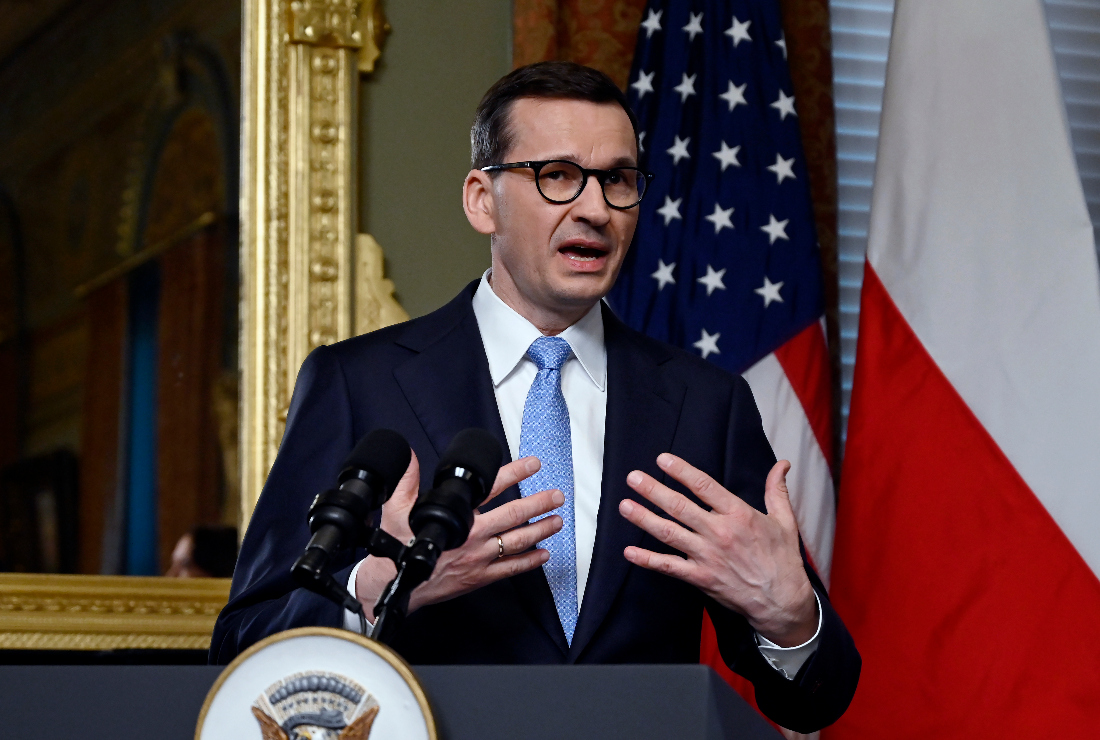 Polish Prime Minister Mateusz Morawiecki says his government is focusing more on arming Poland with more modern weapons. (File/AFP)