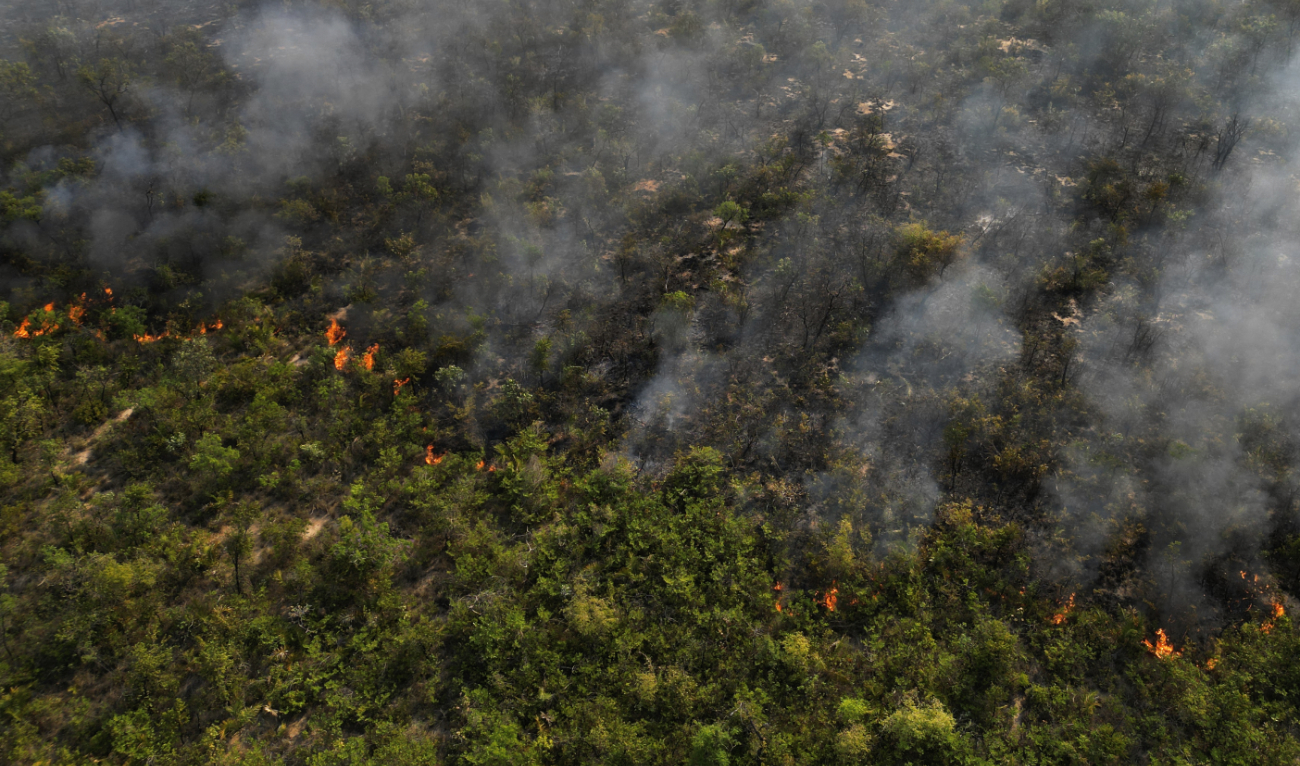 An extensive area of the Serra das Bandeiras forest burns in Barreiras, western Bahia state, Brazil, Thursday, Sept. 21, 2023. (AP)