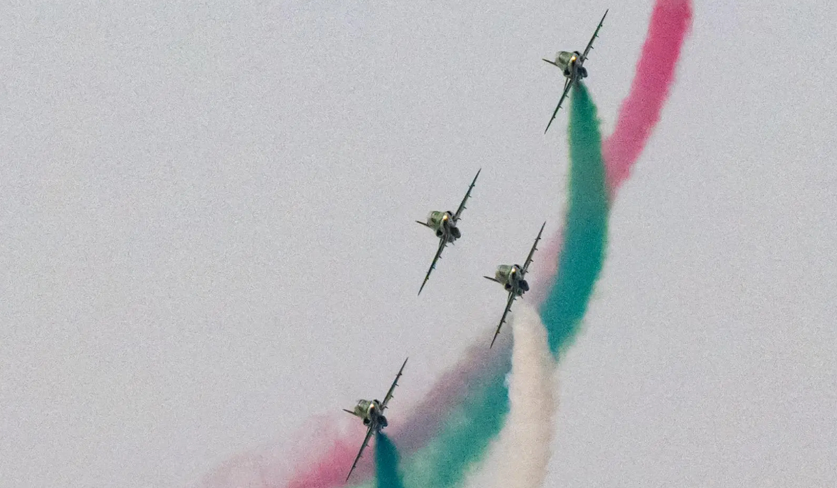 In celebration of the 93rd National Day, Saudi Arabia's defense forces are conducting aerial displays in Jeddah. (Supplied)