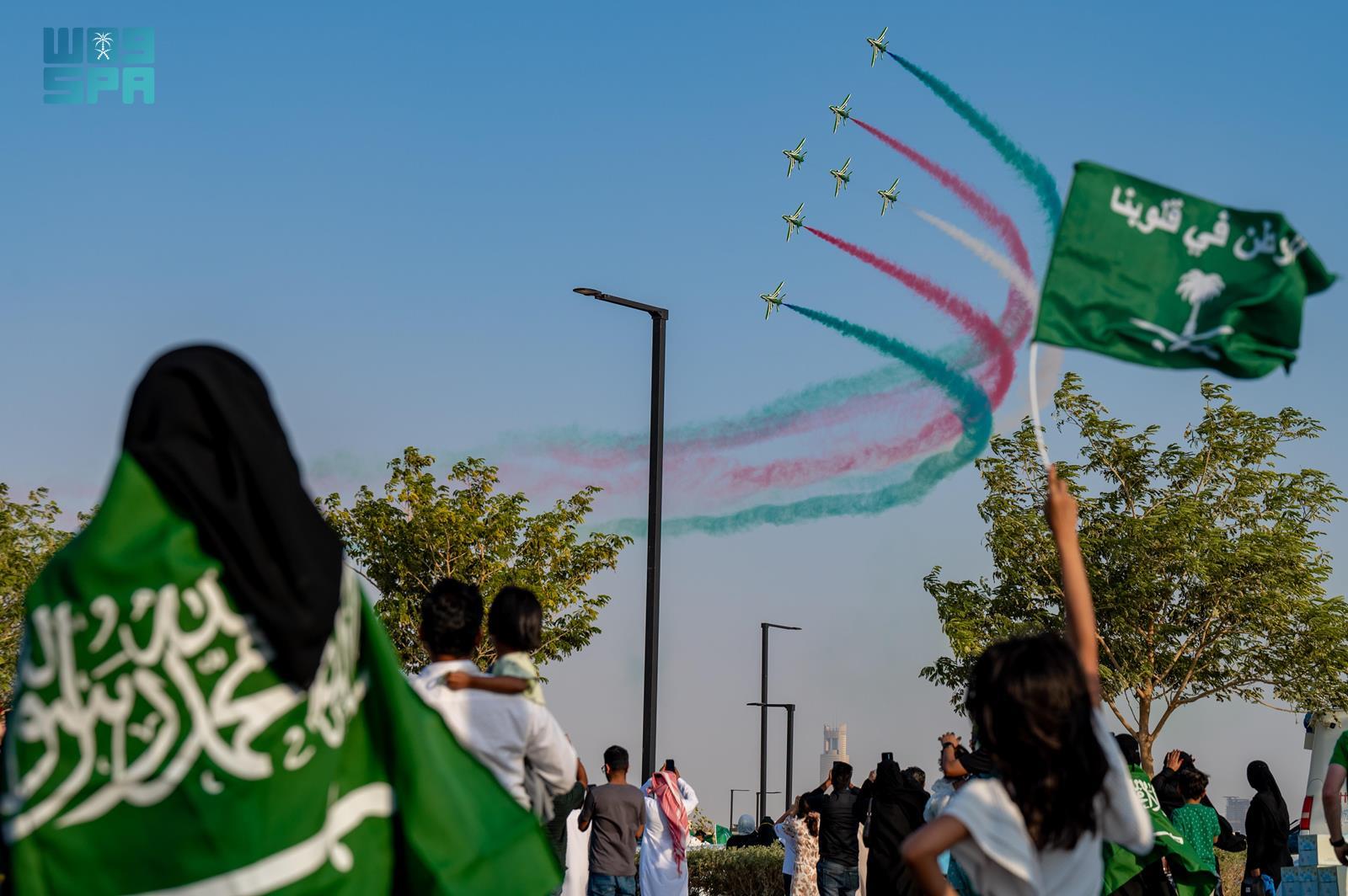 Citizens and residents who gathered to witness the fireworks also had the opportunity to enjoy a diverse range of other displays and events, including drone shows. (SPA)
