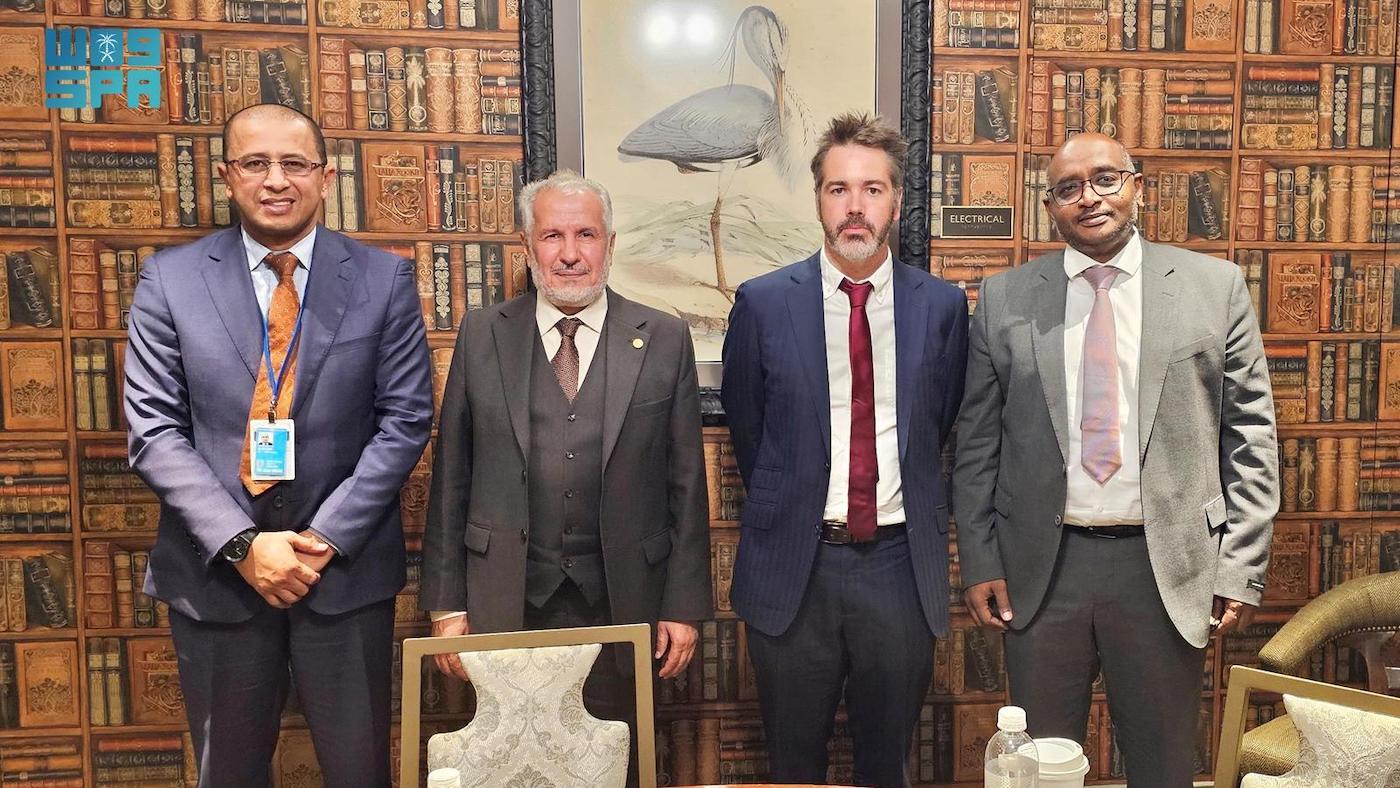 Dr. Abdullah Al-Rabeeah, supervisor general of KSrelief, meets with Chris Lockyear, the secretary-general of Doctors Without Borders and Dr Ahmed Abdelrahman OCB Director of Operations on sidelines of UNGA78. (SPA)