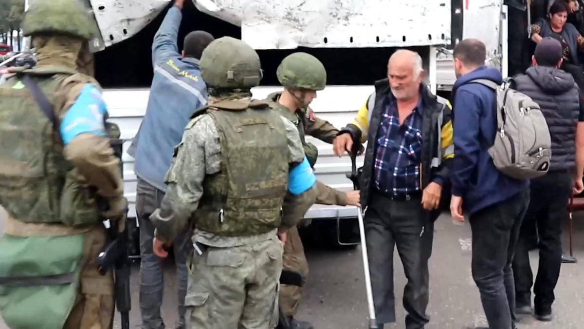 The Armenian government said that 4,850 Nagorno-Karabakh residents had fled to Armenia as of midday Monday. (AFP)