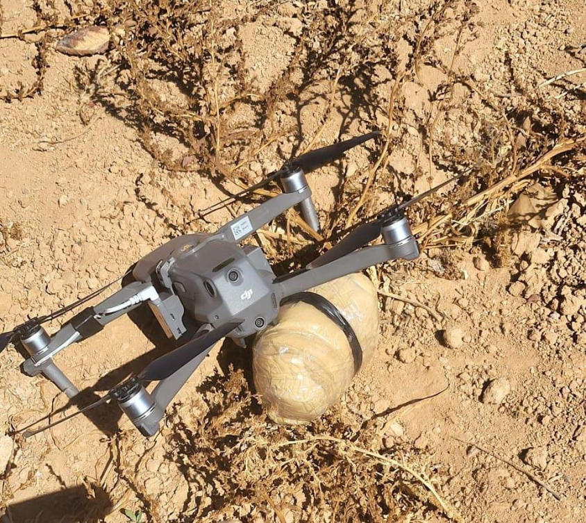 A picture released by the Jordanian Armed Forces website shows what it said is one of the two drones carrying drugs that was flying into Jordanian territory from neighboring Syria that the Jordanian army downed on Sept. 26, 2023. (Reuters)