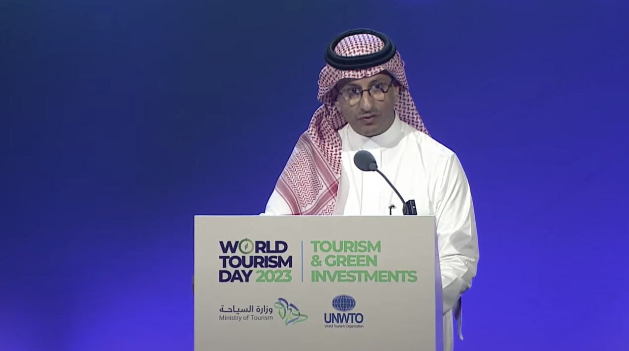 Saudi Minister of Tourism Ahmed Al-Khateeb spoke during the opening of a UN-sanctioned event in Riyadh marking World Tourism Day 2023. Photo/Supplied