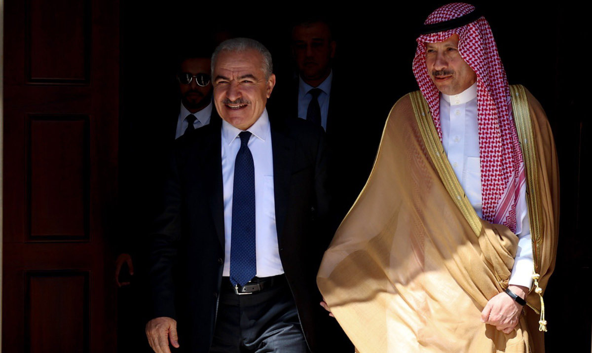 Nayef Al-Sudairi, the Saudi non-resident ambassador to the State of Palestine, visited Palestinian Prime Minister Mohammed Shtayyeh at his office in Ramallah on Wednesday. (X: @naif63_2)