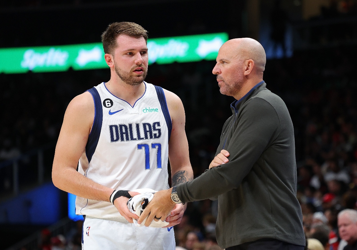 Dallas Mavericks Head Coach Jason Kidd with star player Luka Doncic. (Getty Images North America)