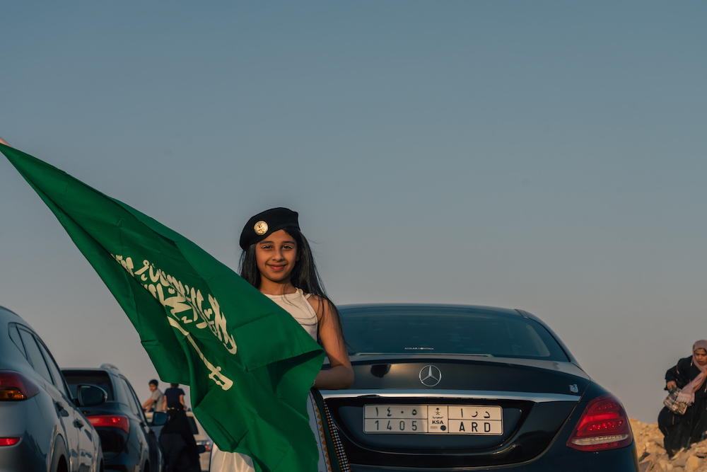 Saudis across the Kingdom have been taking to flag-decked streets in their thousands on Saturday to celebrate the Kingdom’s 93rd National Day. (AN Photo/Huda Bashatah)