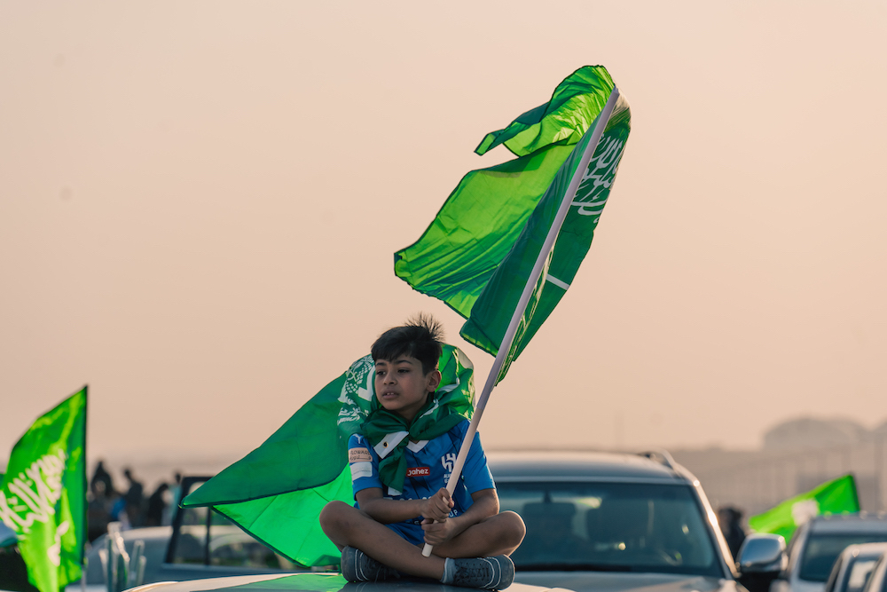 Saudis across the Kingdom have been taking to flag-decked streets in their thousands on Saturday to celebrate the Kingdom’s 93rd National Day. (AN Photo/Huda Bashatah)