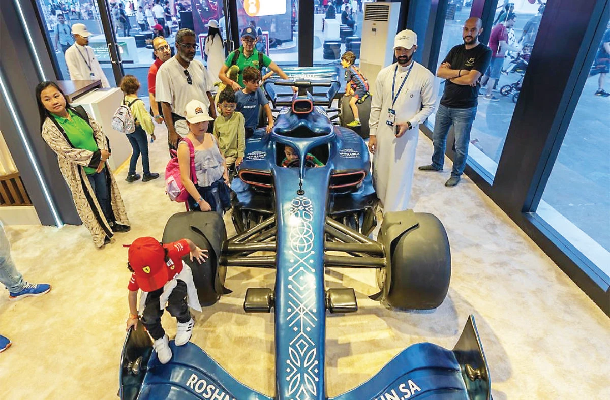 ROSHN’s community-geared booth at the Saudi Arabia grand Prix at Jeddah Corniche Circuit earlier this year. (Instagram/roshnksa)