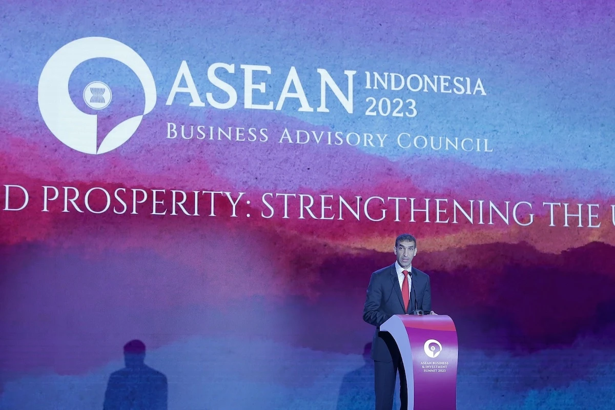 Dr. Thani bin Ahmed Al-Zeyoudi, the UAE’s minister of state for foreign trade, at the ASEAN Business and Investment Summit 2023 in Jakarta, Indonesia. (WAM)