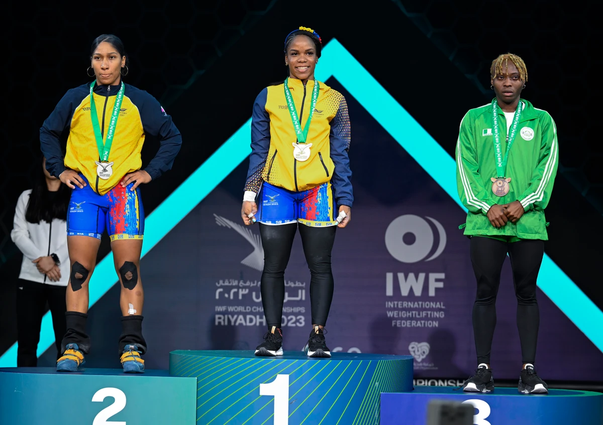 Colombia’s Natalia Llamosa and Alexandra Rodriguez won gold and silver respectively, while bronze went to Nigeria’s Ruth Imoleayo Ayodele. (Supplied)