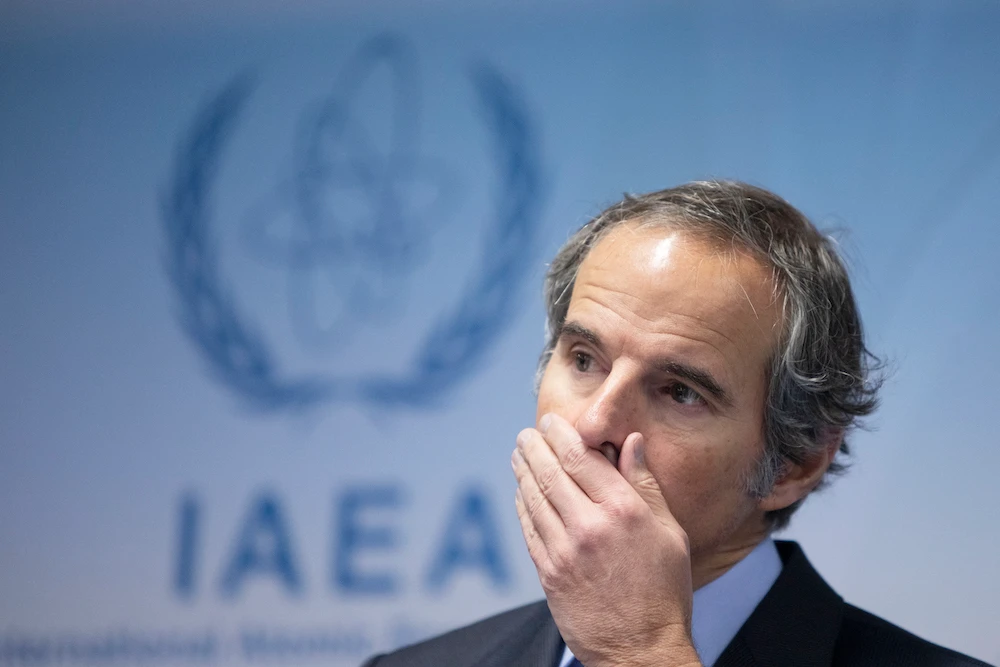 Director General of the International Atomic Energy Agency Rafael Grossi speaks at the agency’s headquarters in Vienna, Austria. (File/AFP)