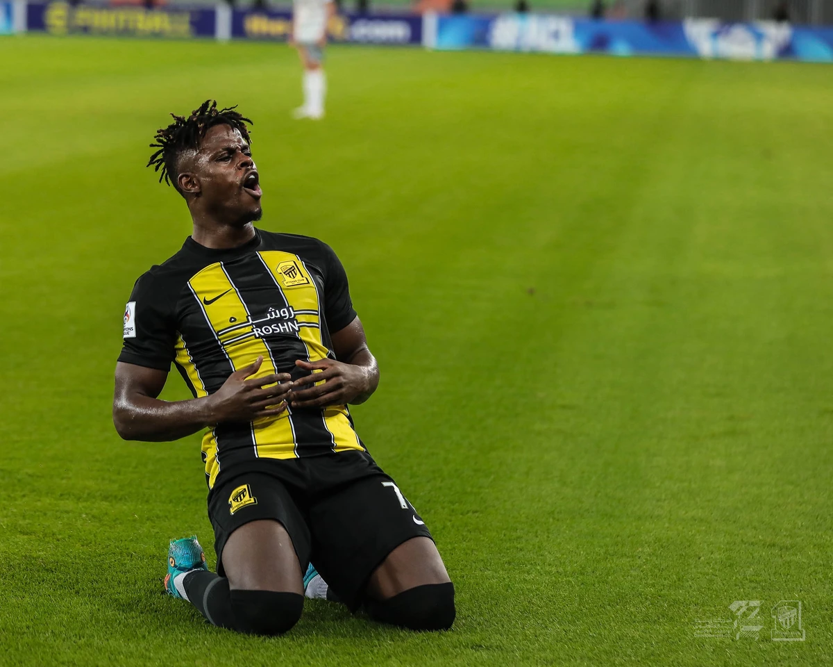 Haroune Camara celebrates after scoring. (Al-Ittihad)