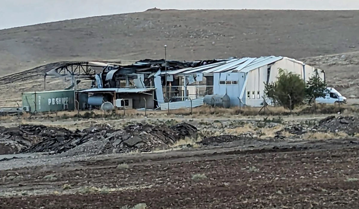 The premises of an airfield used by Iraqi Kurdish forces is pictured in Arbat, near Sulaymaniyah in Iraq's Kurdistan, after three members of a Kurdish anti-terrorist unit were killed in a drone strike that hit the airfield. (AFP)
