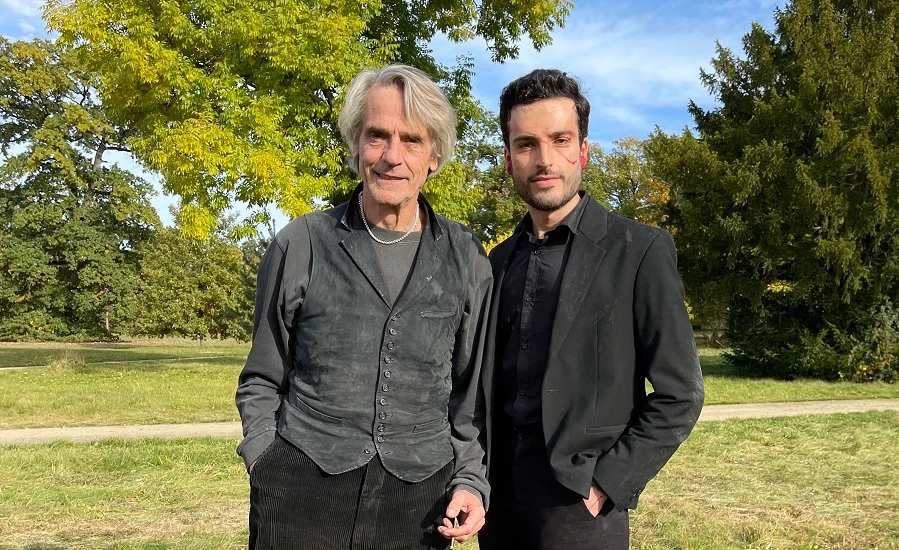 Muhunad Al-Hamdi (right) with his 'The Cello' co-star Jeremy Irons. (Supplied)