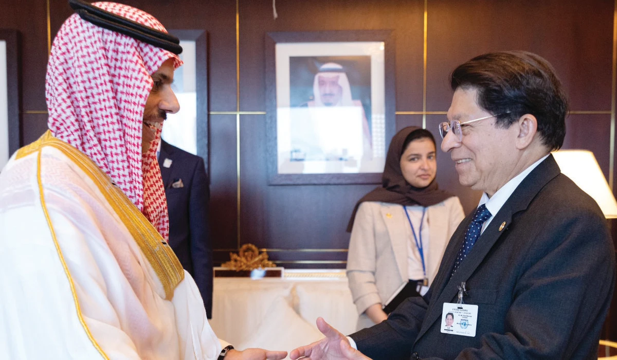 Prince Faisal bin Farhan receives Denis Moncada Colindres in New York. (Supplied)
