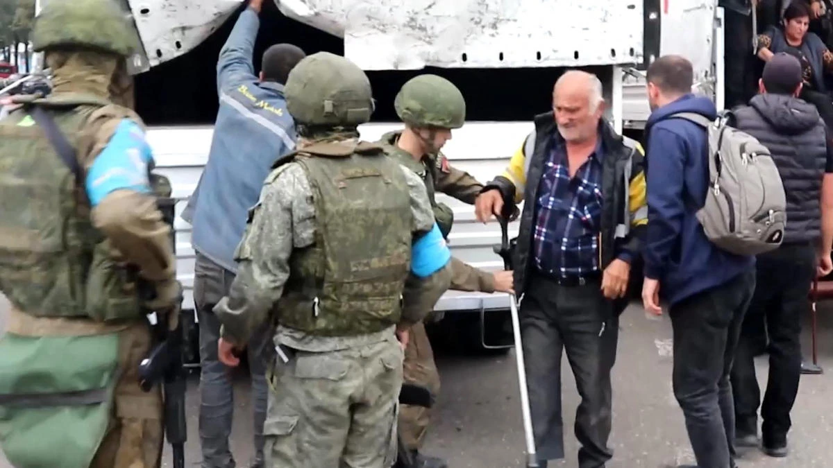 The Armenian government said that 4,850 Nagorno-Karabakh residents had fled to Armenia as of midday Monday. (AFP)