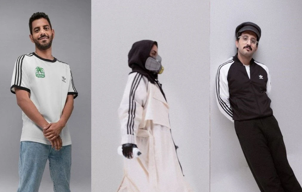 Fashion designer Mohamad Bajbaa, artist Noura Bin Saidan filmmaker Ali Kalthami have teamed up team up with Adidas on new promotional campaign. (Supplied)