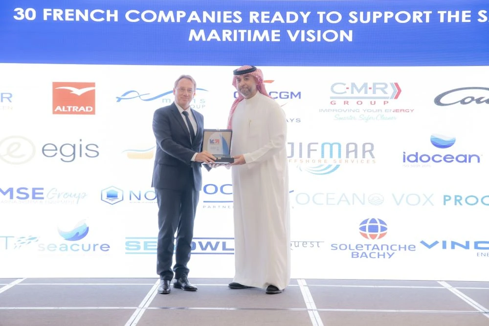 French Ambassador to Saudi Arabia Ludovic Pouille and President of Mawani Omar Hariri. (Supplied)