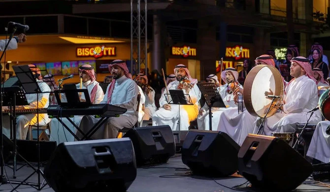 Musicians from the National Orchestra and Choir (NOC) and the Saudi Performing Arts Band performing. (SPA/ File photo)