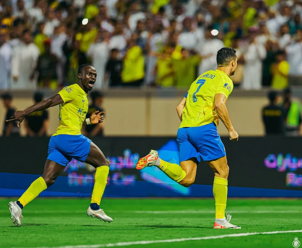 Cristiano Ronaldo scored his 10th of the season as Al-Nassr made it six from six in the league on Friday with a 2-1 win at Al-Tai. (X/@AlNassrFC)