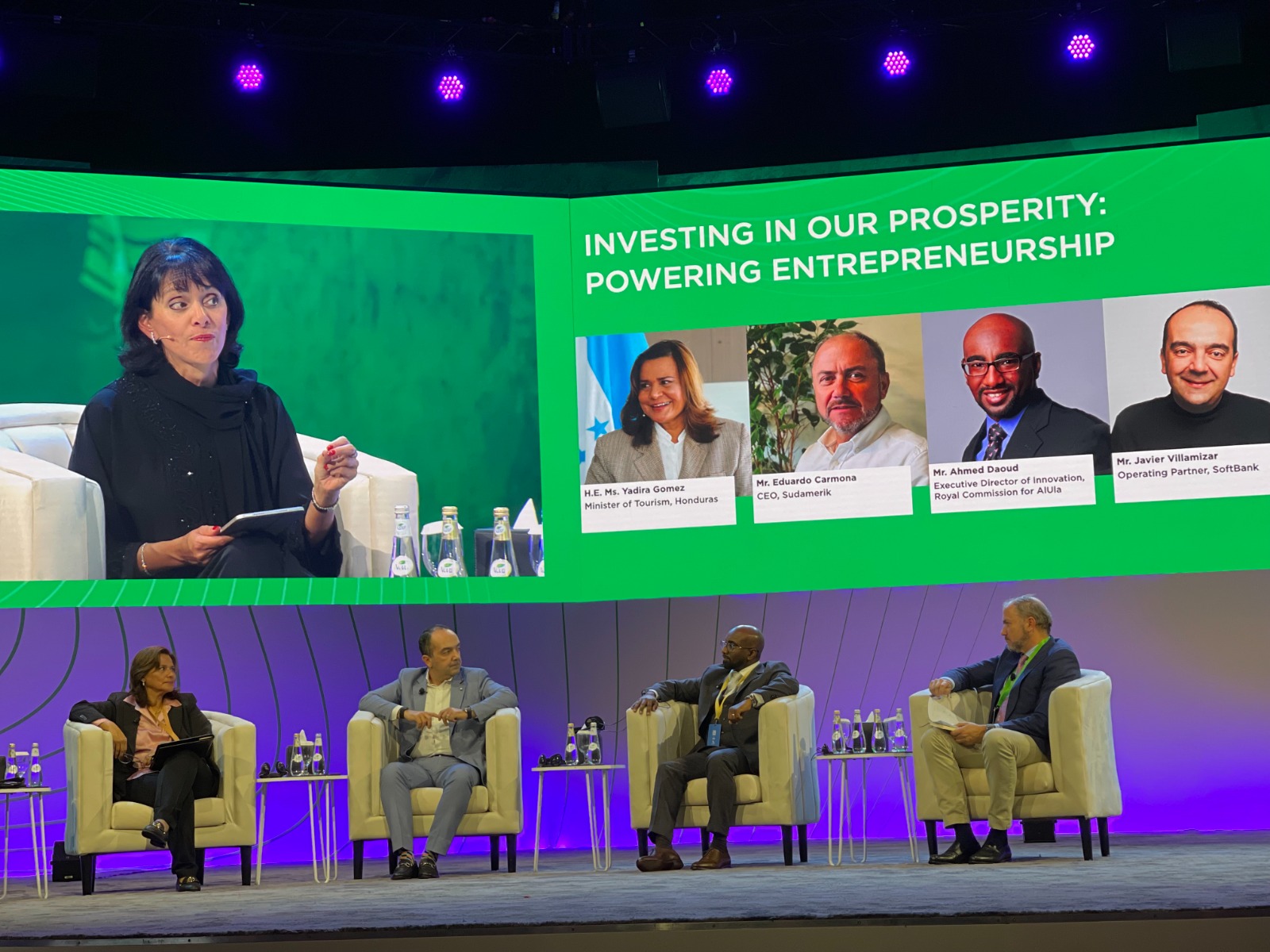 Speakers at a panel discussion at the UN World Tourism Day 2023, held from Sept. 27-28 in the Saudi capital on Wednesday.