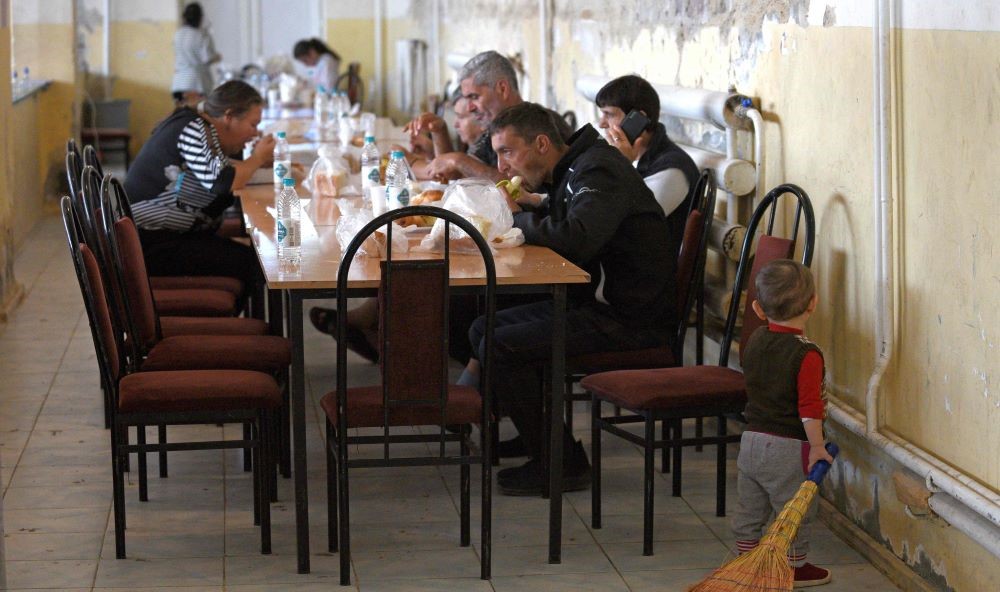 Refugees from Azerbaijani controlled Nagorno-Karabakh at a temporary shelter in Artashat, Armenia, Oct. 8, 2023. (AFP)