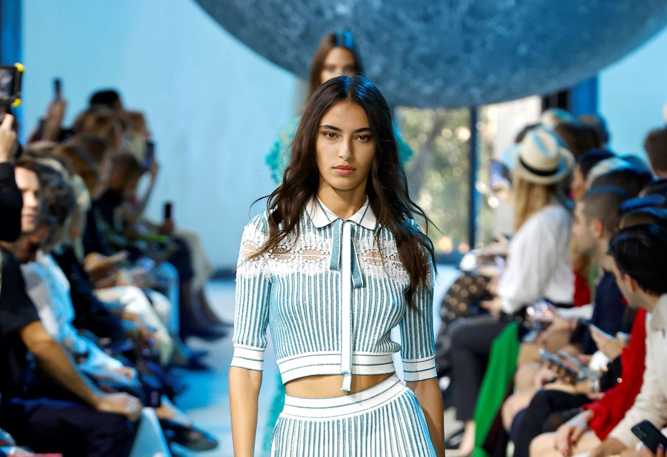 Saudi model Amira Al-Zuhair had all eyes on her as she walked the runway for famed Lebanese designer Elie Saab as he showcased the label’s Spring 2024 ready-to-wear collection at Paris Fashion Week on Saturday. (Getty Images)
