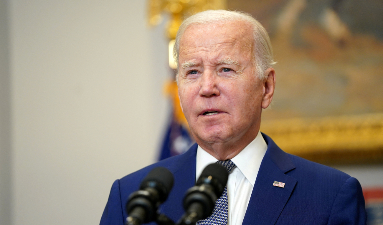 US President Joe Biden makes a statement about the stopgap government funding bill passed by the US House and Senate to avert a government shutdown at the White House in Washington, October 1, 2023. (Reuters)