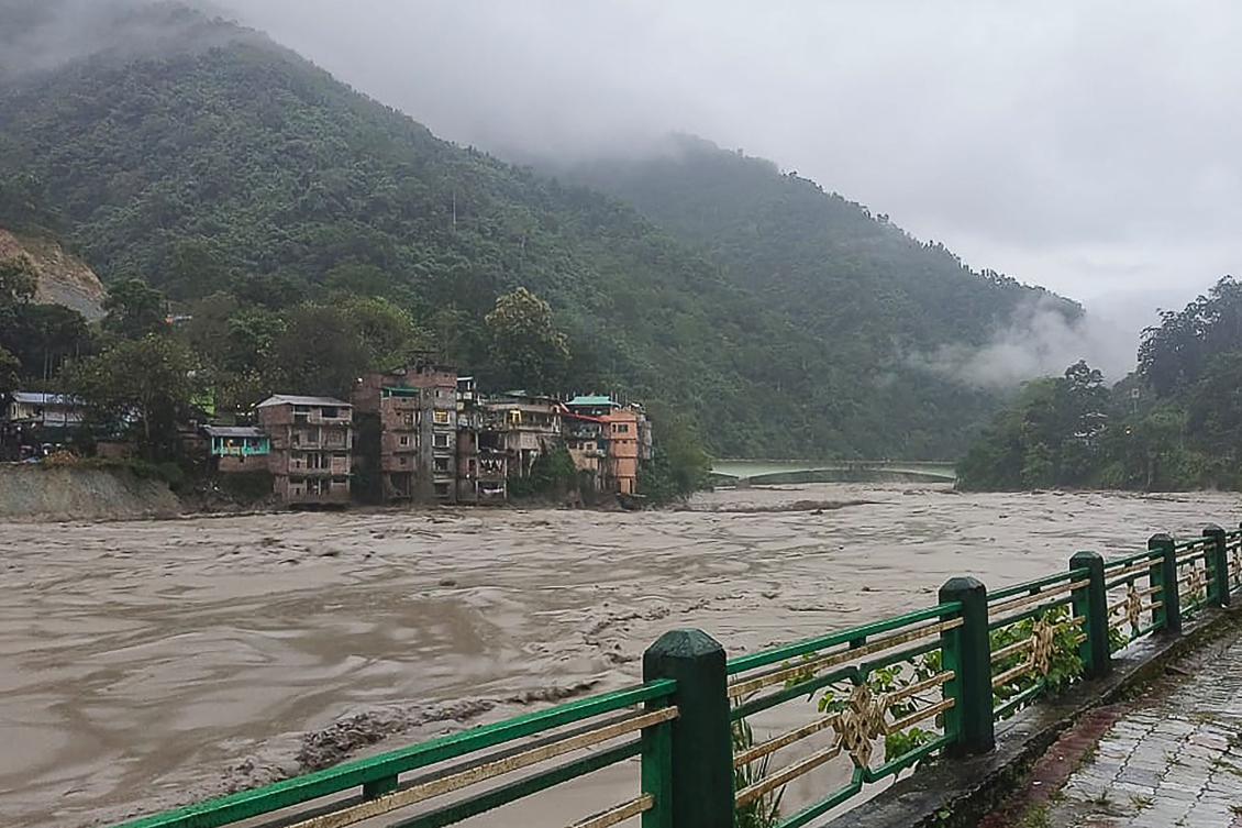 The Indian army said Wednesday that 23 soldiers were missing after a powerful flash flood caused by intense rainfall tore through a valley in the mountainous northeast Sikkim state.(AFP)
