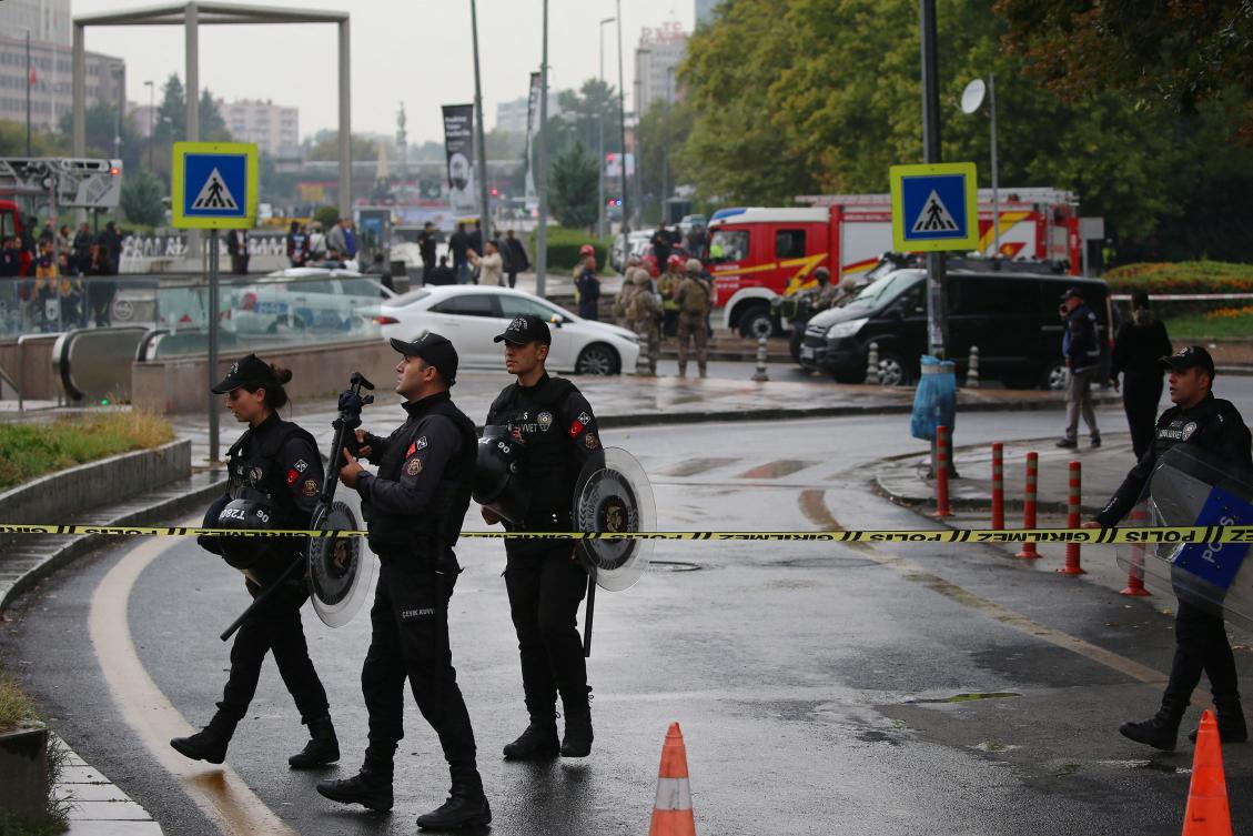 Members of Turkish Police Special Forces secure the area near the Interior Ministry following a bomb attack in Ankara, on Oct. 1, 2023, leaving two police officers injured. (AFP)