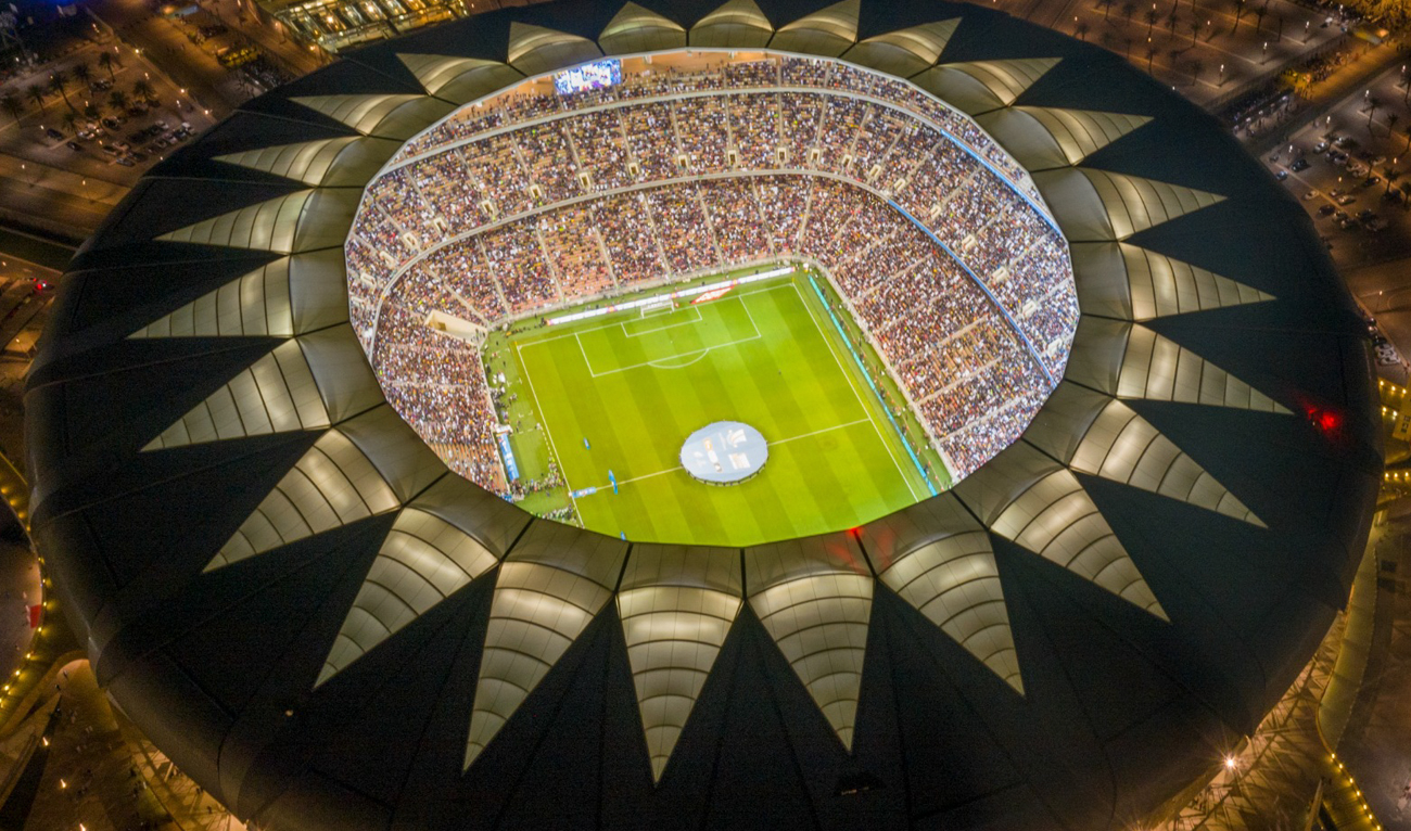 This photo, shared by the Saudi Arabian Football Federation on October 4, 2023, shows a generic view of the King Abdullah International Stadium at King Abdullah Sports City in Jeddah. (Photo courtesy: X/@saudiFF)