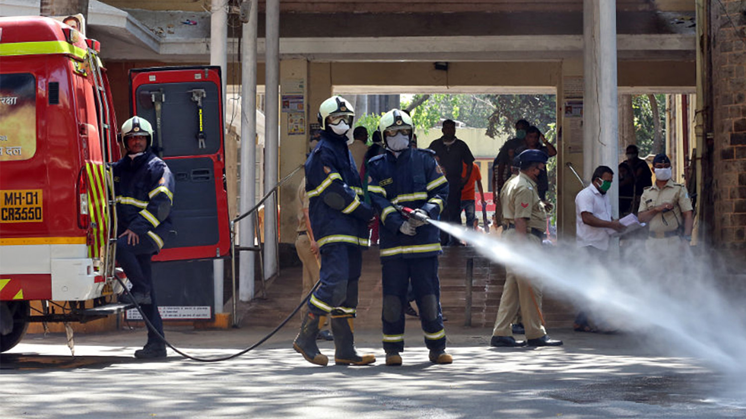 The representational photo of firefighters disinfect the exteriors of a government-run hospital in Mumbai, India, on March 24, 2020. (REUTERS/File)