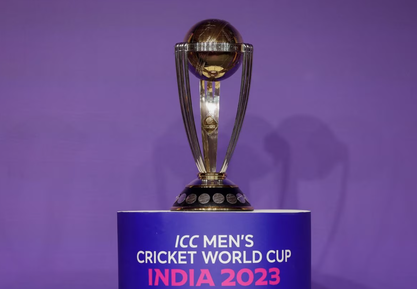 A general view of the trophy of the upcoming ICC Men's Cricket World Cup at a press conference in Mumbai, India, June 27, 2023. (REUTERS filephoto)