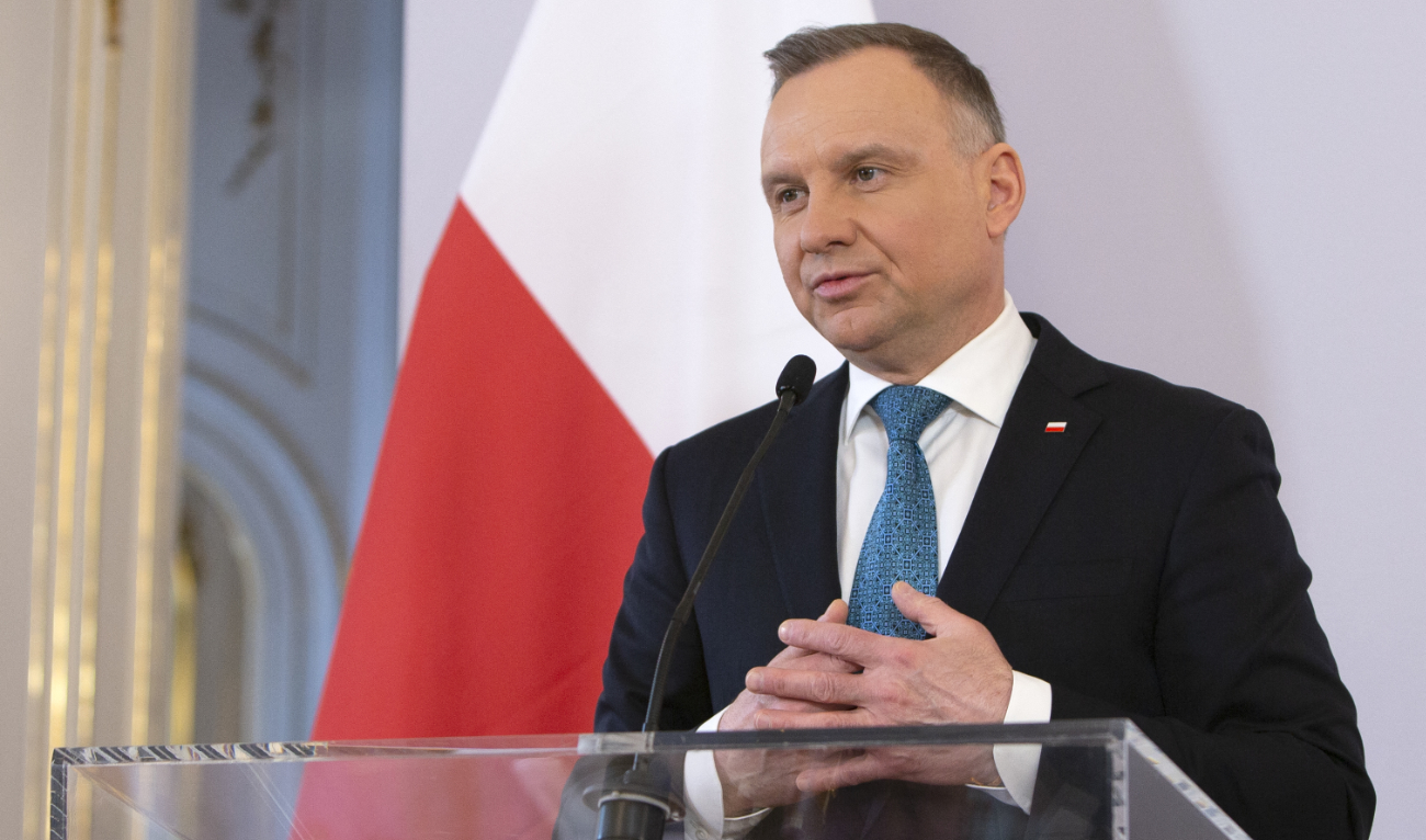 Polish President Andrzej Duda attends a joint press conference with the Austrian President during an official visit in Vienna, on April 14, 2023. (AFP/File)