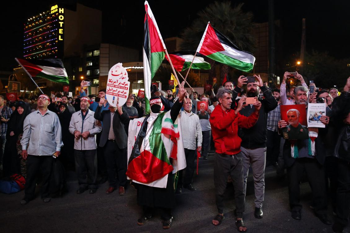 Iran, which does not recognize Israel, has made support for the Palestinian cause a centerpiece of its foreign policy. Above, Iranians attend a gathering in Tehran on Oct. 7, 2023 to express their solidarity with Palestine. (AFP)