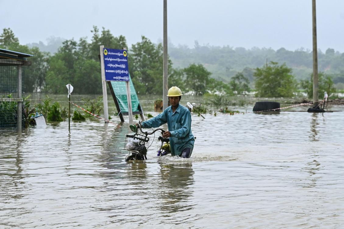 Myanmar’s Bago township, above, recorded 200 millimeters of rainfall, its highest level in 59 years. (AFP)