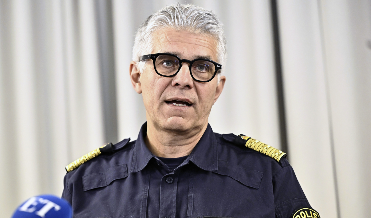 Chief of the National Police Anders Thornberg speaks during a press conference due to recent events connected to organized crime and gang crime, in Stockholm, Sweden, Tuesday Oct. 10, 2023. (AP)