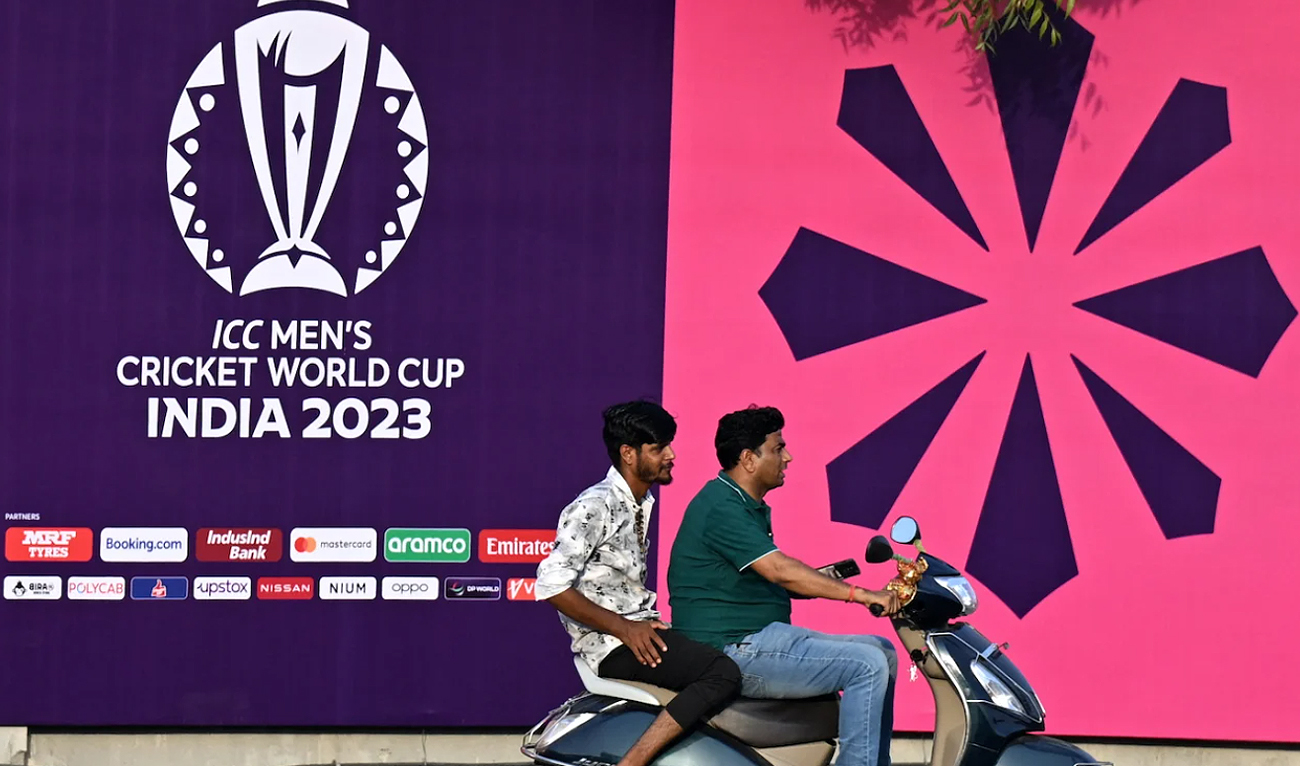 Commuters scoot through complex of the Narendra Modi Stadium in Ahmedabad on October 2, 2023. (AFP/File)