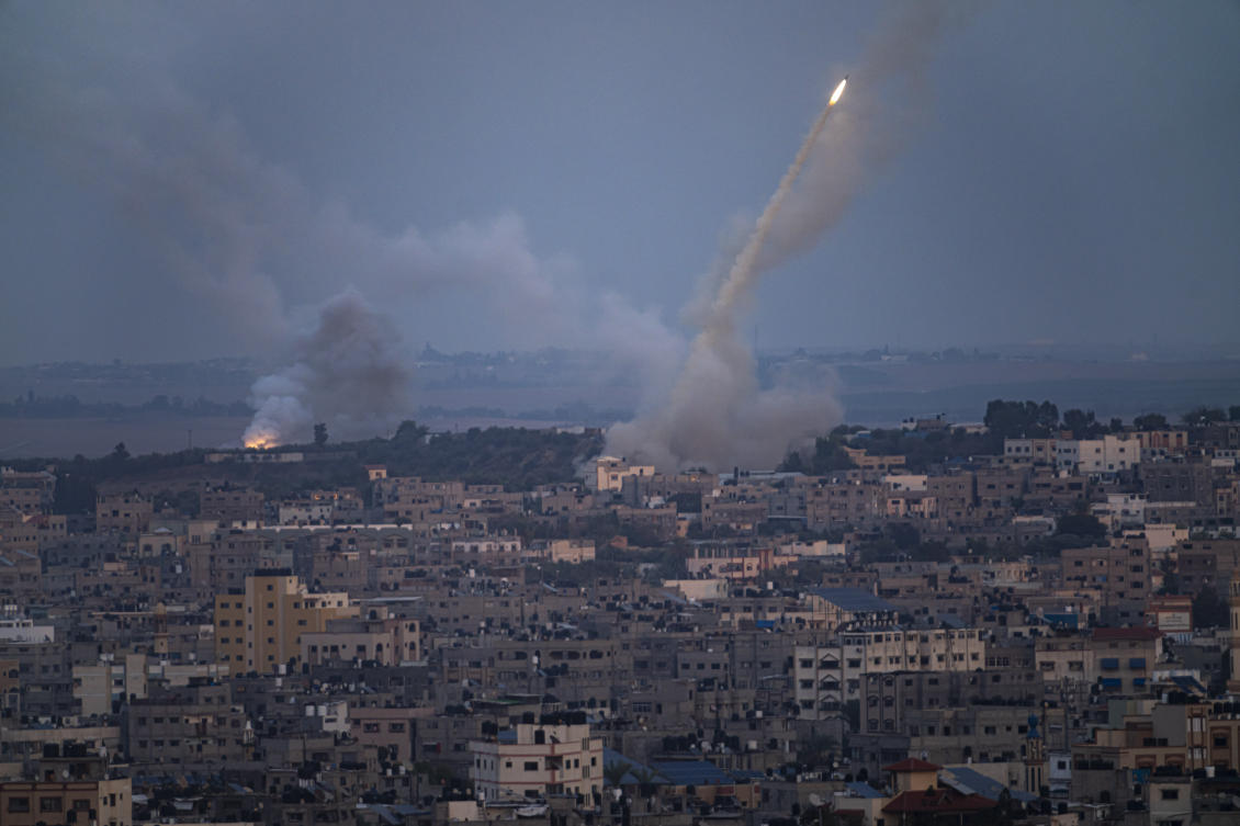 Rockets are fired toward Israel from the Gaza Strip on Oct. 11, 2023. (AP)