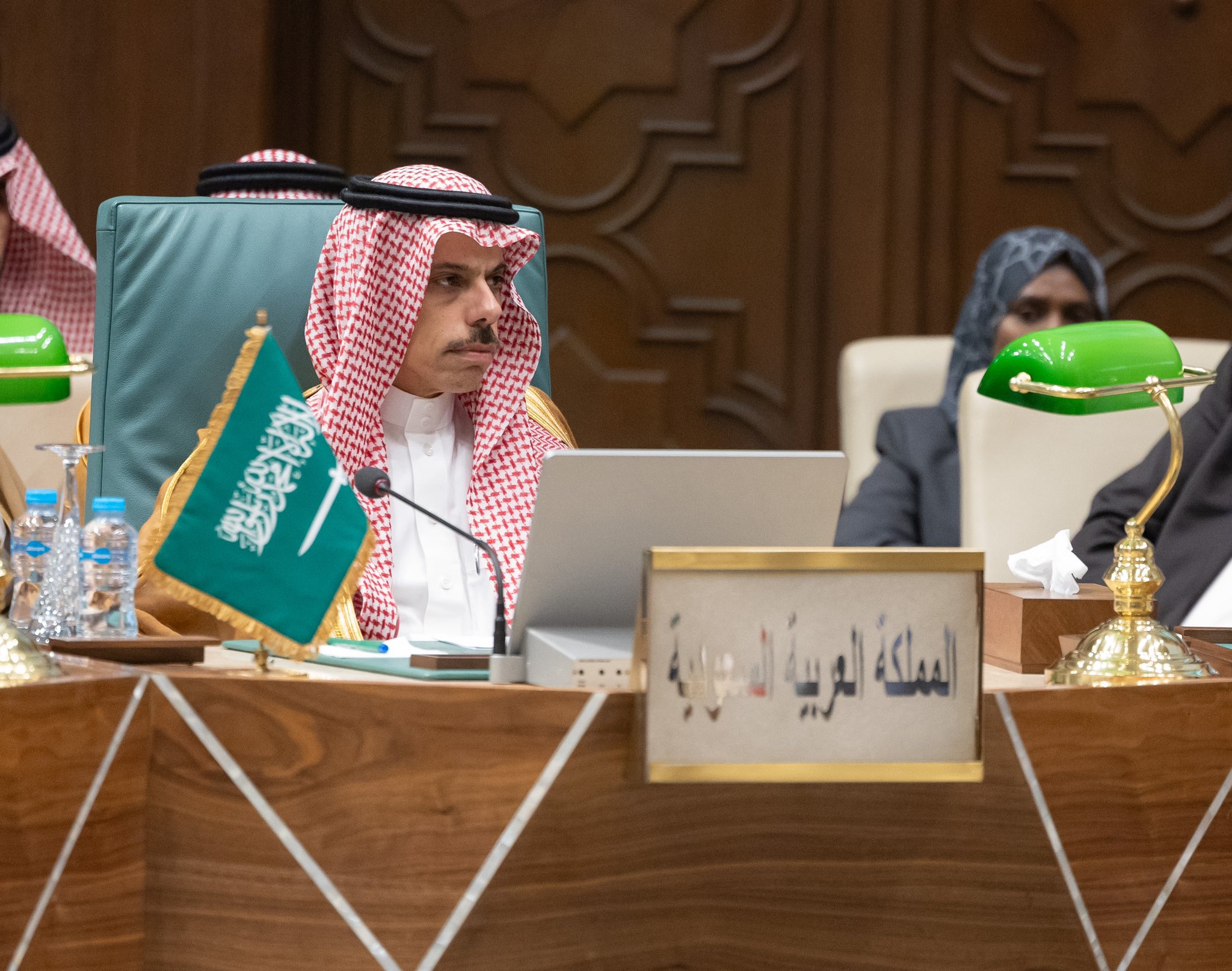 Saudi Arabia’s FM Prince Faisal bin Farhan takes part in an extraordinary Arab League meeting on the Israel-Hamas war in Cairo on Wednesday. (@KSAMOFA)