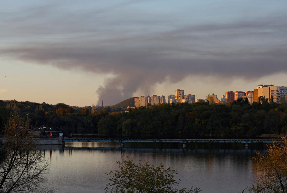 Smoke rises from the area in the direction of Avdiivka in the course of Russia-Ukraine conflict, as seen from Donetsk, Russian-controlled Ukraine, on Oct. 11, 2023. (Reuters)